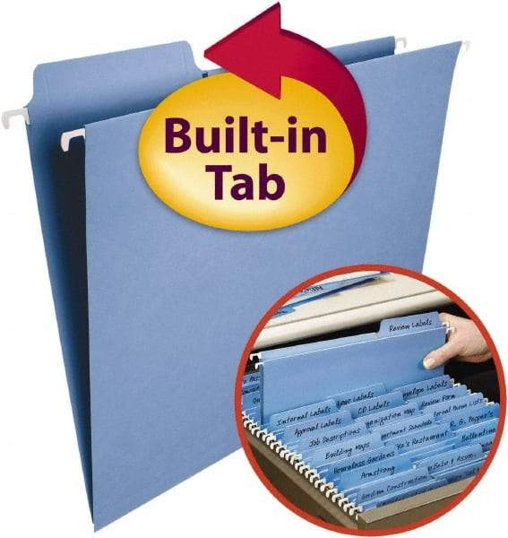 SMEAD - 8-1/2 x 11", Letter Size, Blue, Hanging File Folder - 11 Point Stock, 1/3 Tab Cut Location - Exact Tool & Supply