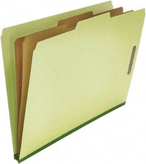 UNIVERSAL - 8-1/2 x 14", Legal, Green, Classification Folders with Top Tab Fastener - 25 Point Stock, Right of Center Tab Cut Location - Exact Tool & Supply