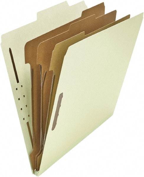 UNIVERSAL - 8-1/2 x 11", Letter Size, Gray-Green, Classification Folders with Top Tab Fastener - 25 Point Stock, Right of Center Tab Cut Location - Exact Tool & Supply