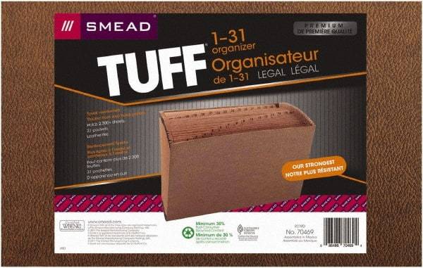 SMEAD - 8-1/2 x 14", Legal, Redrope, 1-31 Indexed Expanding Files - Assorted Tab Cut Location - Exact Tool & Supply