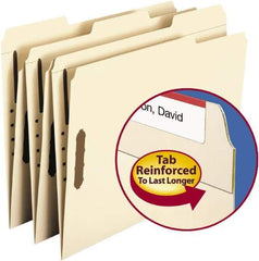 SMEAD - 8-1/2 x 11", Letter Size, Manila, File Folders with Top Tab - 11 Point Stock, 1/3 Tab Cut Location - Exact Tool & Supply