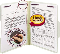 SMEAD - 8-1/2 x 11", Letter Size, Gray-Green, Expandable File Folders with Top Tab Pocket - 25 Point Stock, 1/3 Tab Cut Location - Exact Tool & Supply