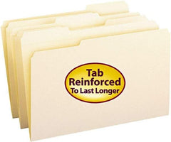 SMEAD - 8-1/2 x 14", Legal, Manila, File Folders with Top Tab - 11 Point Stock, 1/3 Tab Cut Location - Exact Tool & Supply