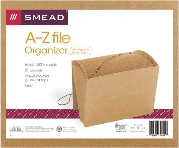 SMEAD - 8-1/2 x 11", Letter Size, Kraft, A-Z Indexed Expanding Files - Exact Tool & Supply