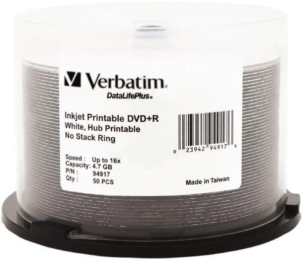 Verbatim - White DVD+R Disc - Use with CD, DVD - Exact Tool & Supply