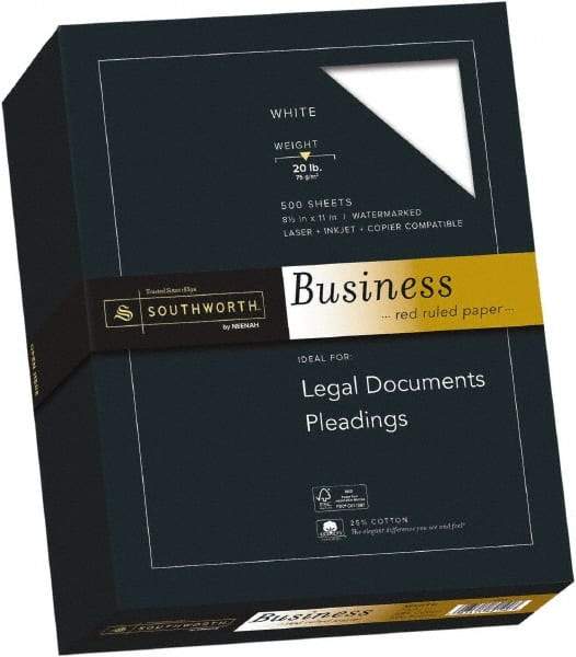 Southworth - 8-1/2" x 11" White & Red Colored Copy Paper - Use with Laser Printers, Copiers, Inkjet Printers - Exact Tool & Supply