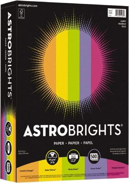 Neenah Paper - 8-1/2" x 11" Assorted Colors Colored Copy Paper - Use with Copiers, Inkjet Printers, Laser Printers - Exact Tool & Supply