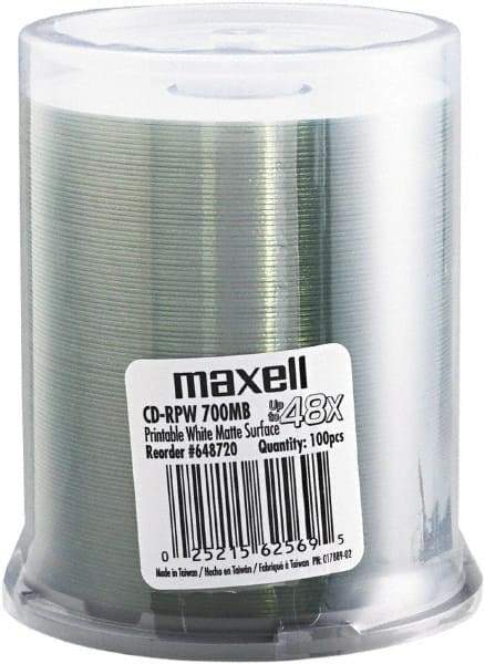 Maxell - Matte White CD-R Discs - Use with CD, DVD - Exact Tool & Supply