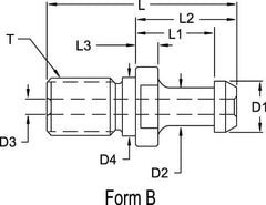 Accupro - B Style, BT40 Taper, M16x2 Thread, 90° Angle Radius, High Torque Retention Knob - 2.3622" OAL, 0.5906" Knob Diam, 1.1024" Flange Thickness, 1.3779" from Knob to Flange, 0.6693" Pilot Diam - Exact Tool & Supply
