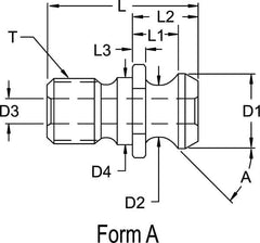 Accupro - A Style, BT40 Taper, M16x2 Thread, 45° Angle Radius, High Torque Retention Knob - 1-5/8" OAL, 0.74" Knob Diam, 0.44" Flange Thickness, 0.64" from Knob to Flange, 0.6693" Pilot Diam - Exact Tool & Supply