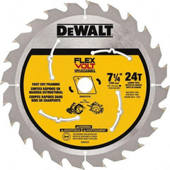 DeWALT - 7-1/4" Diam, 15.88mm Arbor Hole Diam, 24 Tooth Wet & Dry Cut Saw Blade - Steel, Smooth Action, Standard Round Arbor - Exact Tool & Supply