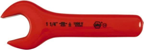Wiha - 1-1/4" Nonsparking Standard Open End Wrench - 7-1/2" OAL, Single End, Insulating Elastomer Finish, 15° Head Angle - Exact Tool & Supply
