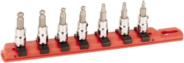 Wiha - 7 Piece 1/4" Drive Inch Ball Hex Bit Socket Set - 3/32 to 1/4" Hex - Exact Tool & Supply