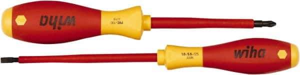 Wiha - 2 Piece Insulated Slotted & Phillips Screwdriver Set - Comes in Vinyl Pouch - Exact Tool & Supply