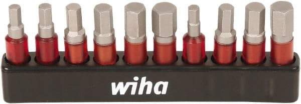 Wiha - 10 Piece 1/4" Drive Inch/Metric Impact Hex Bit Socket Set - 1/8 to 1/4" Hex - Exact Tool & Supply