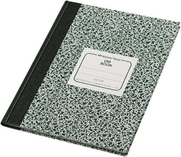 National Brand - 96 Sheet, 7-7/8 x 10-1/8", Quadrille Lab Notebook - Green - Exact Tool & Supply