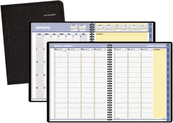 AT-A-GLANCE - 32 Sheet, 8-1/4 x 10-7/8", Weekly/Monthly Planner - Black - Exact Tool & Supply