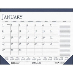 House of Doolittle - 12 Sheet, 18-1/2 x 13", Desk Calendar - White & Blue - Exact Tool & Supply