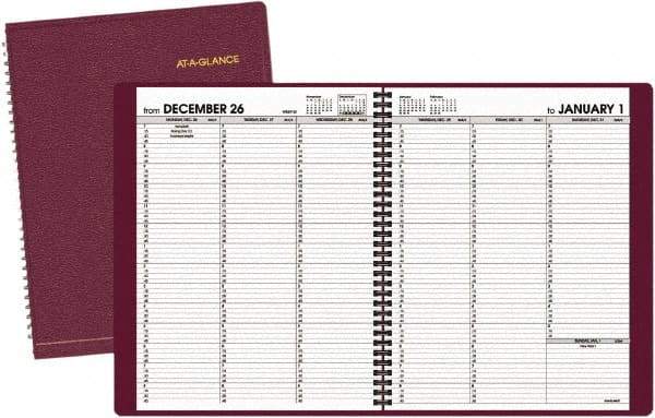 AT-A-GLANCE - 52 Sheet, 8-1/4 x 10-7/8", Appointment Book - Winestone - Exact Tool & Supply