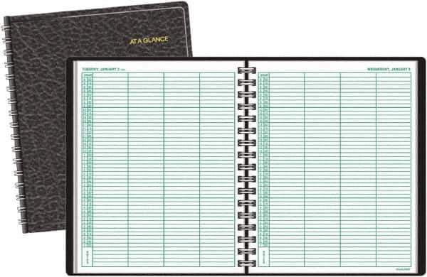 AT-A-GLANCE - 365 Sheet, 8 x 10-7/8", Group Daily Appointment Book - Black - Exact Tool & Supply