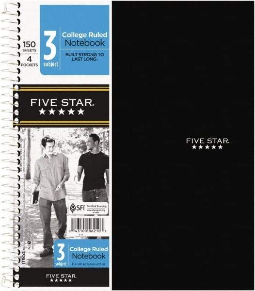Mead - 150 Sheet, 8-1/2 x 11", College Ruled 3 Subject Notebook - Assorted Colors - Exact Tool & Supply
