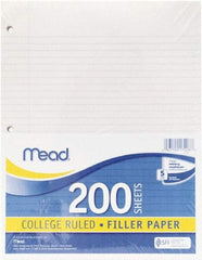 Mead - 200 Sheet, 8-1/2 x 11", College Ruled Filler Paper - White - Exact Tool & Supply