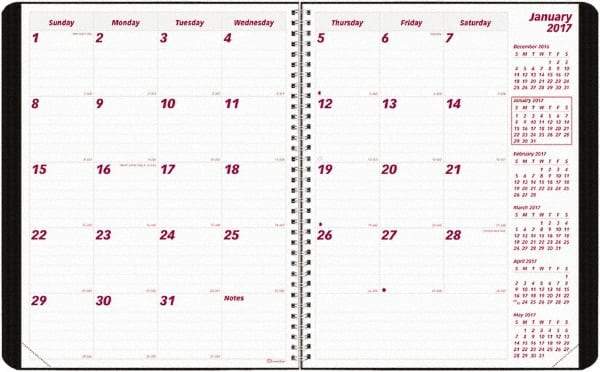 Brownline - 12 Sheet, 8-1/2 x 11", Monthly Planner - Black - Exact Tool & Supply