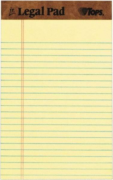 TOPS - 50 Sheet, 5 x 8", Narrow Legal Pad - Canary - Exact Tool & Supply