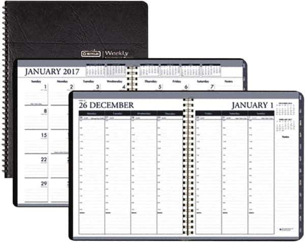 House of Doolittle - 12 Sheet, 8-1/2 x 11", Weekly/Monthly Planner - Black - Exact Tool & Supply