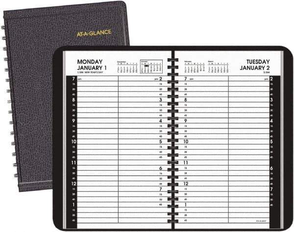 AT-A-GLANCE - 365 Sheet, 4-7/8 x 8", Appointment Book - Black - Exact Tool & Supply