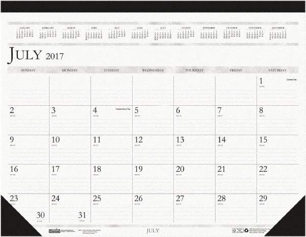 House of Doolittle - 12 Sheet, 22 x 17", Desk Pad - White & Blue - Exact Tool & Supply