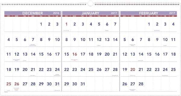 AT-A-GLANCE - 7 Sheet, 23-1/2 x 12", Wall Calendar - White - Exact Tool & Supply