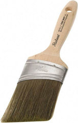 Richard - 3" Oval/Angle Polyester Angular Brush - 3-1/4" Bristle Length, 5-3/4" Wood Sash Handle - Exact Tool & Supply