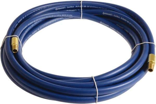 Continental ContiTech - 3/8" ID x 0.6" OD 20' Long Multipurpose Air Hose - MNPT x MNPT Ends, 300 Working psi, -10 to 158°F, 1/4" Fitting, Blue - Exact Tool & Supply
