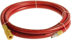 Continental ContiTech - 3/8" ID x 0.6" OD 3' Long Multipurpose Air Hose - Industrial Interchange Safety Coupler x Male Plug Ends, 300 Working psi, -10 to 158°F, 1/4" Fitting, Red - Exact Tool & Supply