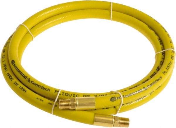 Continental ContiTech - 3/8" ID x 0.6" OD 5' Long Multipurpose Air Hose - MNPT x MNPT Ends, 300 Working psi, -10 to 158°F, 1/4" Fitting, Yellow - Exact Tool & Supply
