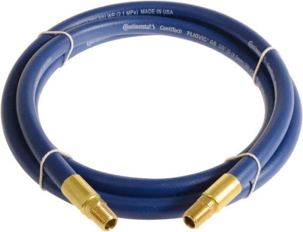 Continental ContiTech - 3/8" ID x 0.6" OD 3' Long Multipurpose Air Hose - MNPT x MNPT Ends, 300 Working psi, -10 to 158°F, 1/4" Fitting, Blue - Exact Tool & Supply