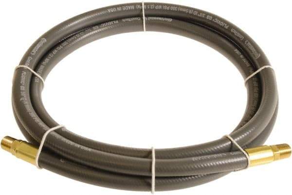 Continental ContiTech - 3/8" ID x 0.6" OD 5' Long Multipurpose Air Hose - MNPT x MNPT Ends, 300 Working psi, -10 to 158°F, 1/4" Fitting, Gray - Exact Tool & Supply