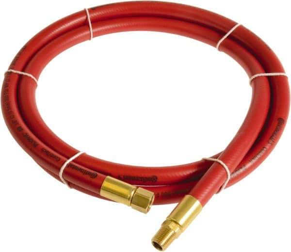 Continental ContiTech - 3/8" ID x 0.6" OD 5' Long Multipurpose Air Hose - MNPT x FNPT Ends, 300 Working psi, -10 to 158°F, 1/4" Fitting, Red - Exact Tool & Supply