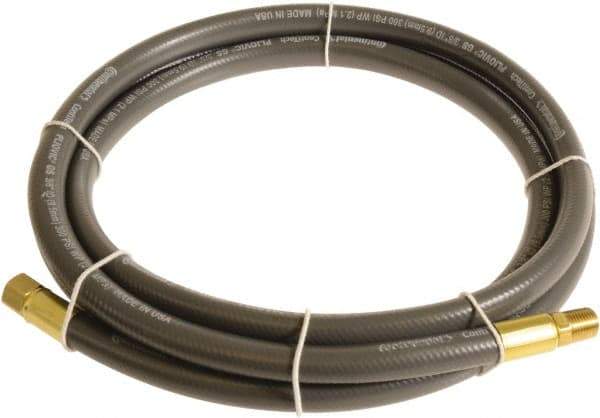 Continental ContiTech - 1/4" ID x 0.45" OD 5' Long Multipurpose Air Hose - MNPT x FNPT Ends, 300 Working psi, -10 to 158°F, 1/4" Fitting, Gray - Exact Tool & Supply