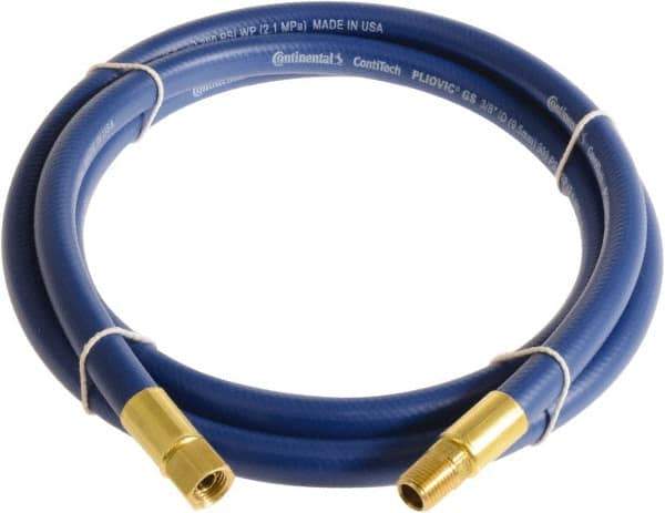 Continental ContiTech - 1/4" ID x 0.45" OD 10' Long Multipurpose Air Hose - MNPT x FNPT Ends, 300 Working psi, -10 to 158°F, 1/4" Fitting, Blue - Exact Tool & Supply