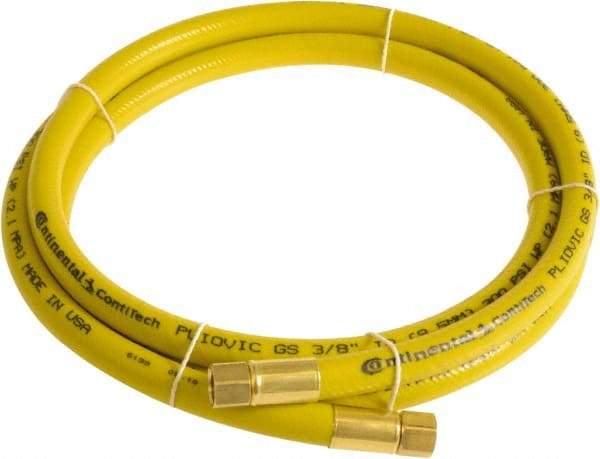 Continental ContiTech - 3/8" ID x 0.6" OD 50' Long Multipurpose Air Hose - FNPT x FNPT Ends, 300 Working psi, -10 to 158°F, 1/4" Fitting, Yellow - Exact Tool & Supply