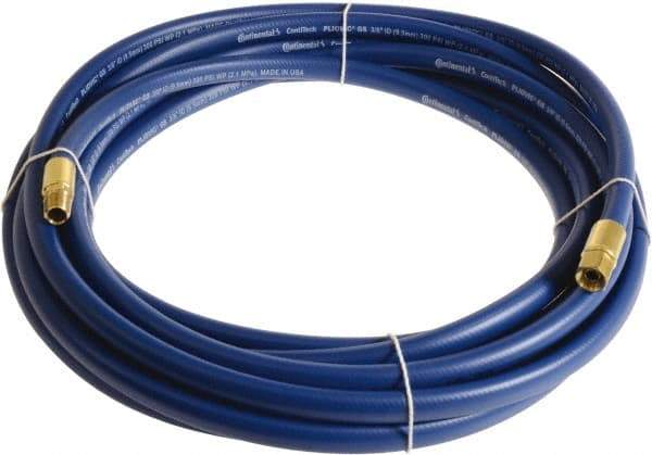 Continental ContiTech - 3/8" ID x 0.6" OD 100' Long Multipurpose Air Hose - MNPT x FNPT Ends, 300 Working psi, -10 to 158°F, 1/4" Fitting, Blue - Exact Tool & Supply