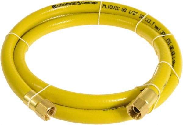 Continental ContiTech - 1/2" ID x 0.78" OD 75' Long Multipurpose Air Hose - FNPT x FNPT Ends, 300 Working psi, -10 to 158°F, 1/2" Fitting, Yellow - Exact Tool & Supply
