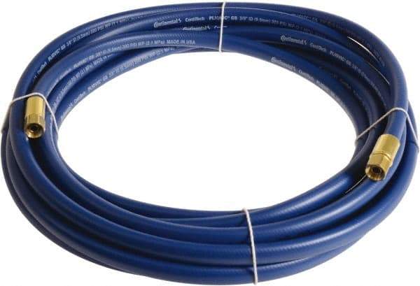 Continental ContiTech - 1/4" ID x 0.45" OD 100' Long Multipurpose Air Hose - FNPT x FNPT Ends, 300 Working psi, -10 to 158°F, 1/4" Fitting, Blue - Exact Tool & Supply