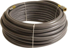 Continental ContiTech - 1/2" ID x 0.78" OD 100' Long Multipurpose Air Hose - Industrial Interchange Safety Coupler x Male Plug Ends, 300 Working psi, -10 to 158°F, 1/2" Fitting, Gray - Exact Tool & Supply