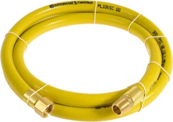 Continental ContiTech - 1/4" ID x 0.45" OD 25' Long Multipurpose Air Hose - MNPT x FNPT Ends, 300 Working psi, -10 to 158°F, 1/4" Fitting, Yellow - Exact Tool & Supply
