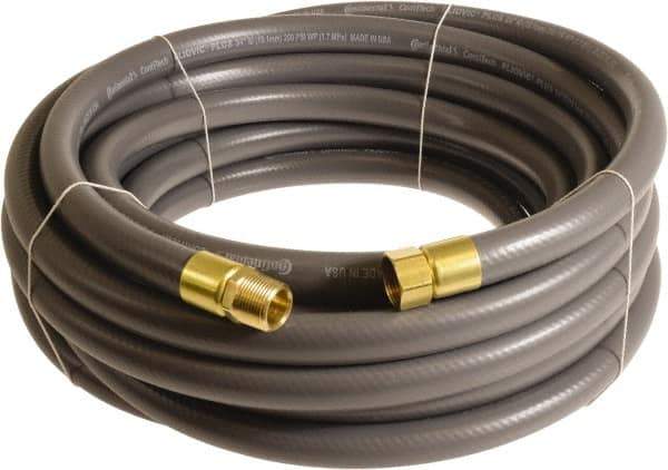 Continental ContiTech - 3/4" ID x 1.11" OD 50' Long Multipurpose Air Hose - MNPT x FNPT Ends, 250 Working psi, -10 to 158°F, 3/4" Fitting, Gray - Exact Tool & Supply