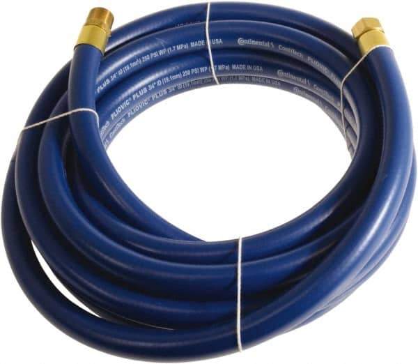 Continental ContiTech - 3/4" ID x 1.11" OD 50' Long Multipurpose Air Hose - MNPT x FNPT Ends, 250 Working psi, -10 to 158°F, 3/4" Fitting, Blue - Exact Tool & Supply