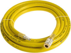 Continental ContiTech - 3/4" ID x 1.11" OD 15' Long Multipurpose Air Hose - Industrial Interchange Safety Coupler x Male Plug Ends, 250 Working psi, -10 to 158°F, 3/4" Fitting, Yellow - Exact Tool & Supply